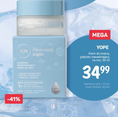 Krem do twarzy YOPE Watertully night głęboko nawadniający, na noc promocja w Rossmann