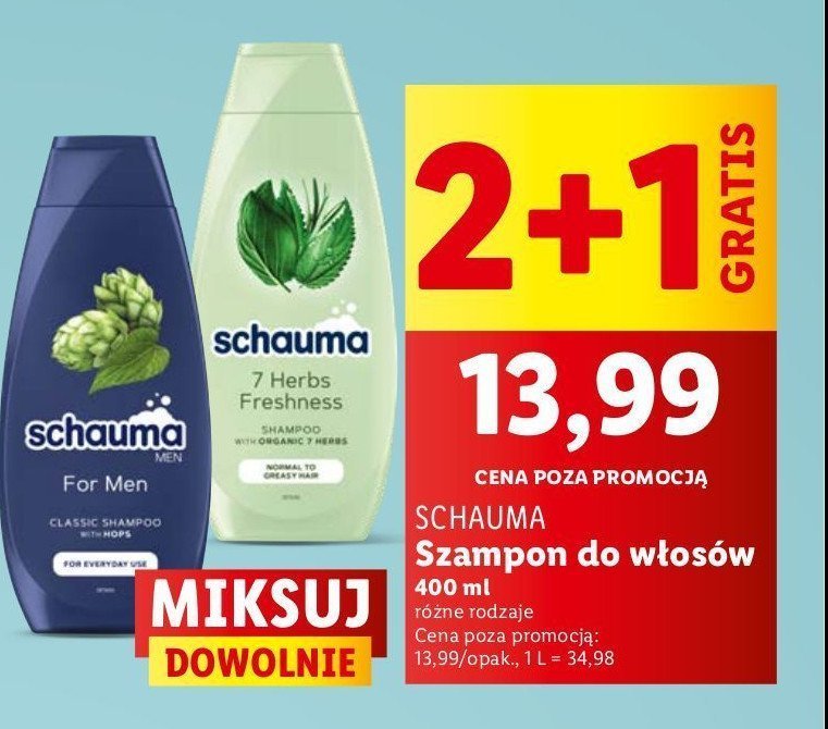 Szampon do w艂os贸w zio艂owy Schauma 7 herbs promocja