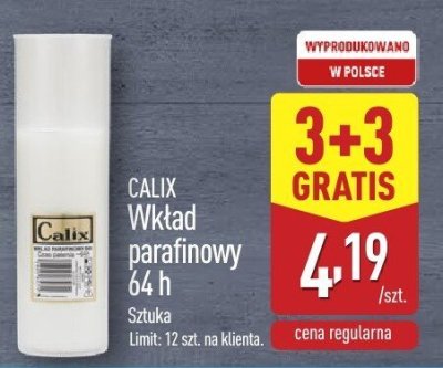Wkład parafinowy CALIX 64 h promocja w Aldi