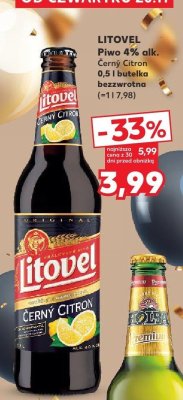 Piwo LITOVEL Černý Citron 4% alk. 0,5 l promocja w Kaufland