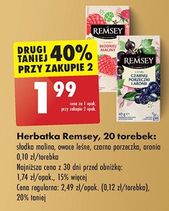 Herbata czarna porzeczka i aronia Remsey intensitea promocja