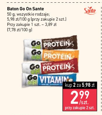 Baton proteinowy kakaowy Sante go on! promocja