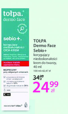 Krem do twarzy łagodzący korygujący Tołpa: dermo face, sebio promocja