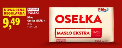 Masło ekstra 82%/83% Pilos Osełka promocja w Lidl