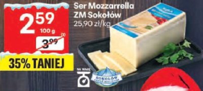 Ser Ser Mozzarella ZM Sokołów promocja w Delikatesy Centrum