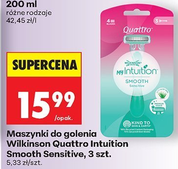 Maszynki do golenia Wilkinson Quattro Intuition Smooth Sensitive, 3 szt. promocja w Biedronka