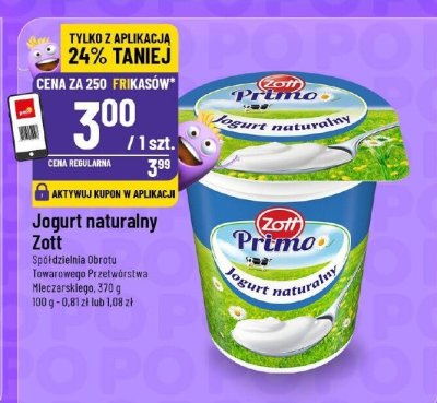 Jogurt naturalny Zott Primo promocja w POLOmarket