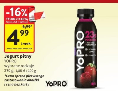Jogurt pitny YOPRO wybrane rodzaje promocja w Intermarche