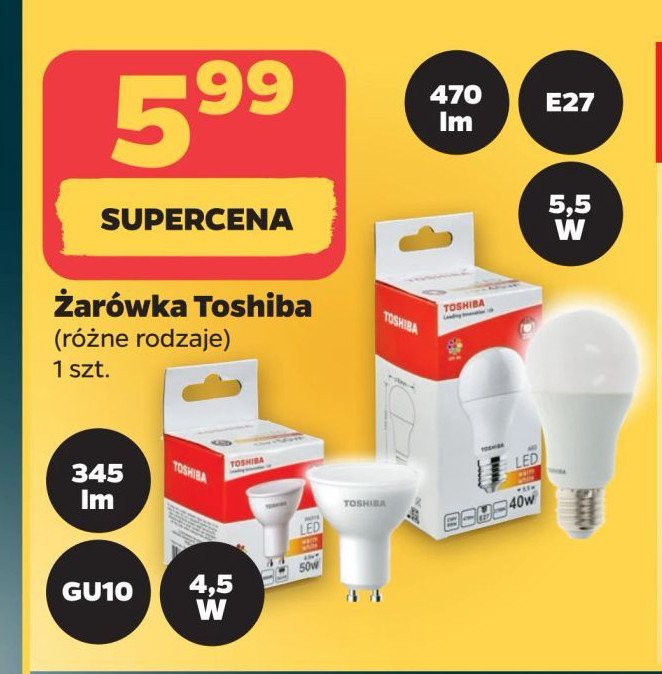 Żarówka gu10 4.5w Toshiba promocja