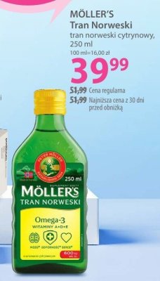 MÖLLER'S Tran Norweski tran norweski cytrynowy 250 ml promocja w Hebe