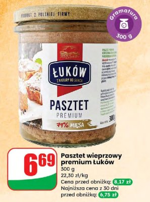 Pasztet wieprzowy premium Łuków promocja w Dino