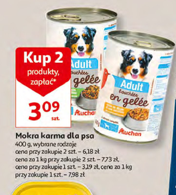 Karma dla psów adult z indykiem w galarecie Auchan różnorodne (logo czerwone) promocja