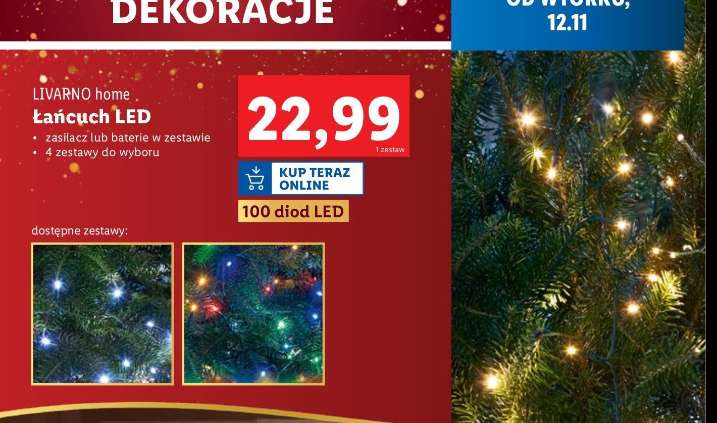 Łańcuch świetlny 100 led biały LIVARNO HOME promocja