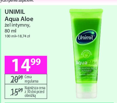 Żel nawilżający aqua aloe Unimil skyn promocja