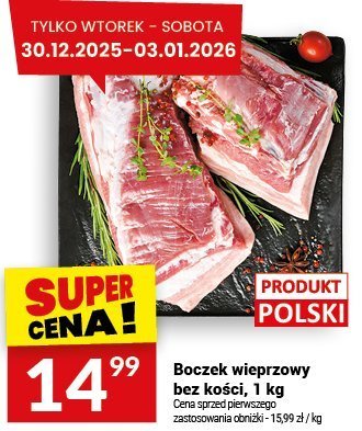 Boczek wieprzowy bez kości, 1 kg promocja w Twój Market