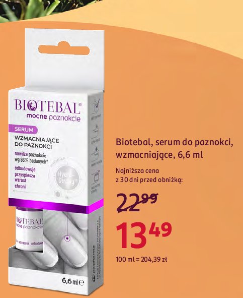 Serum wzmacniające paznokcie Biotebal promocja w Rossmann