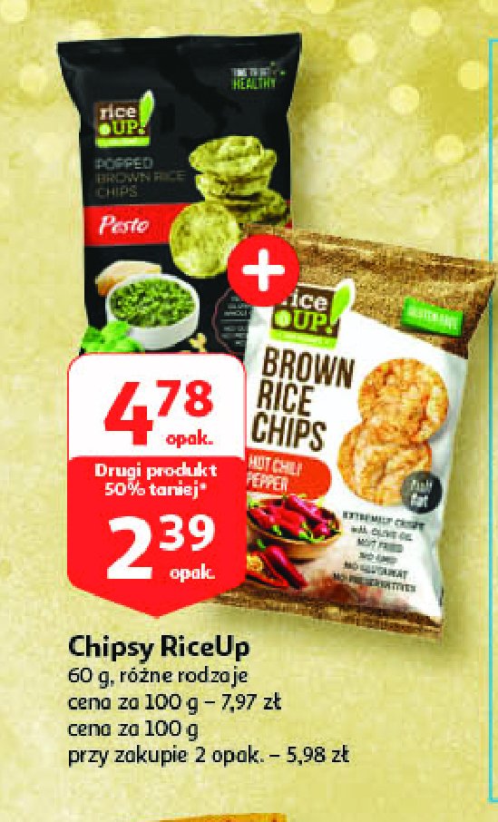 Chipsy z brązowego ryżu z pesto Rice up promocja