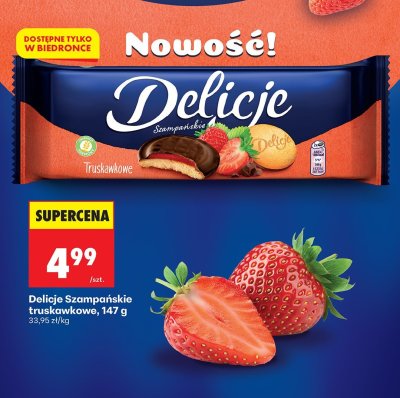Ciastka Delicje Szampańskie truskawkowe promocja w Biedronka
