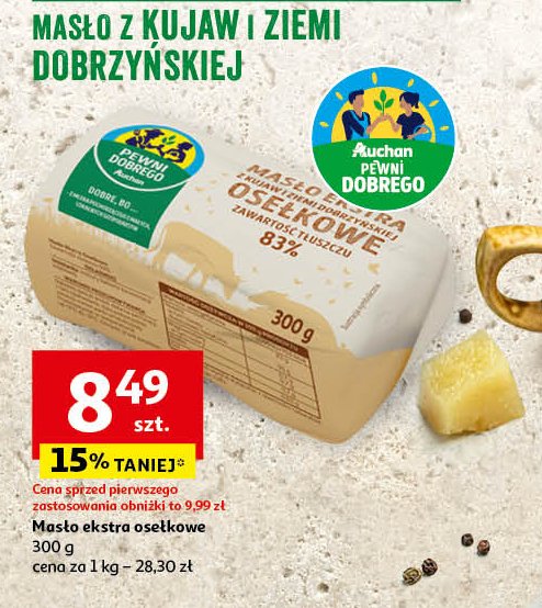 Masło osełkowe extra Auchan pewni dobrego promocja