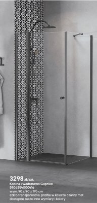Kabina prysznicowa kwadratowa Caprice czarna promocja w Castorama