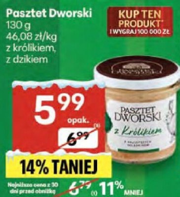 Pasztet Dworski z królikiem z dzikiem promocja w Delikatesy Centrum