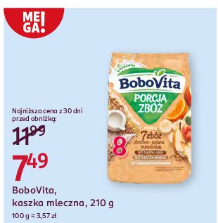 Kaszka mleczna 7 zbóż zbożowo-jaglana owocowa Bobovita porcja zbóż promocja w Rossmann