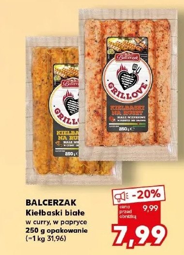Kiełbaski białe na ruszt w papryce Balcerzak grillove promocja w Kaufland