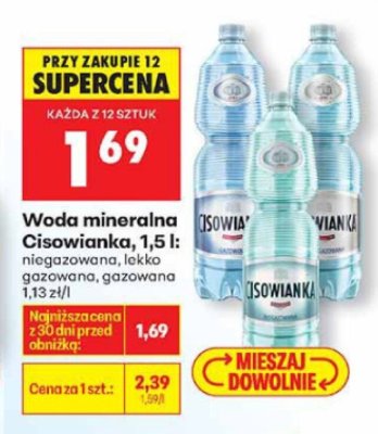 Woda mineralna 1,5l lekko gazowana promocja w Biedronka