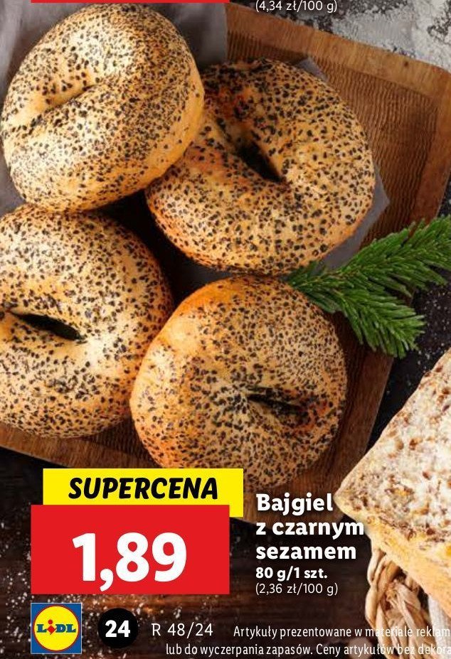 Bajgiel z czarnuszką i czarnym sezamem promocja w Lidl