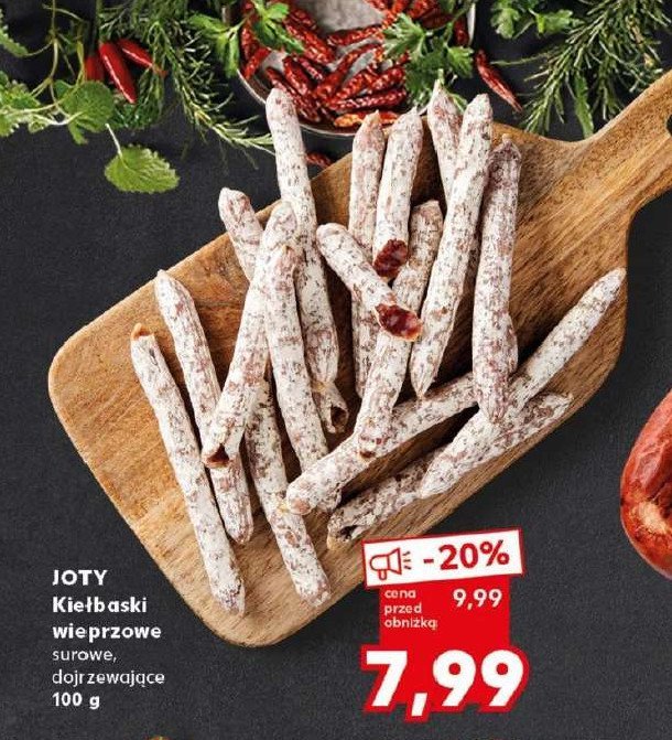 Kiełbaski wieprzowe dojrzewające Joty promocja w Kaufland