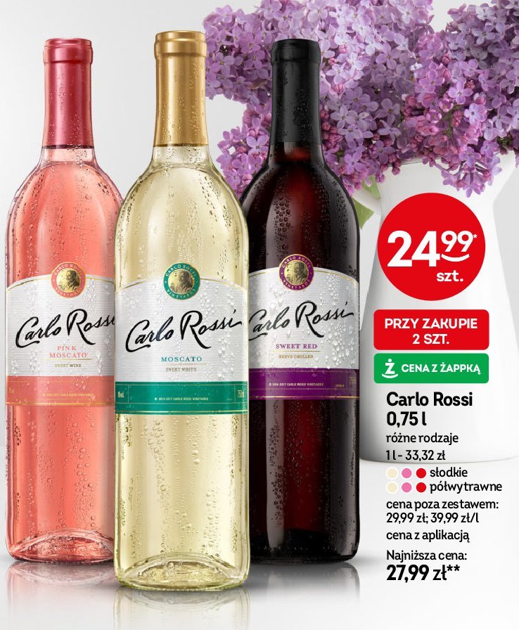 Wino CARLO ROSSI RUBY MOSCATO promocja w Żabka