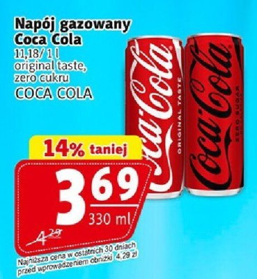 Napój gazowany Napój gazowany Coca-Cola original, zero cukru COCA COLA promocja w Prim Market