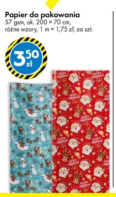 Papier do pakowania 57 gsm, ok. 200 × 70 cm, różne wzory promocja w Tedi