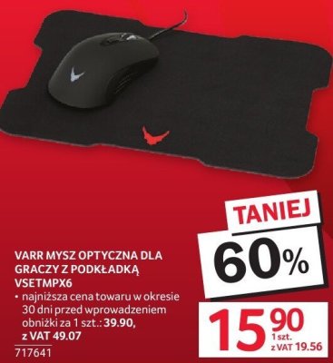 Mysz optyczna dla graczy Varr z podkładką V3B-MPK6 promocja w Selgros