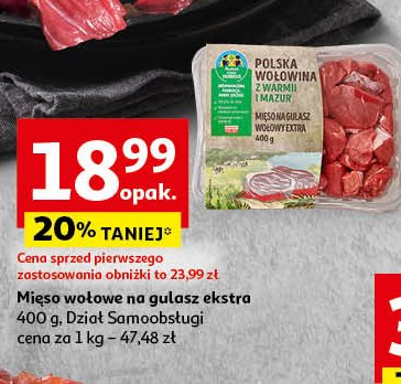 Mięso na gulasz wołowe Auchan pewni dobrego promocja