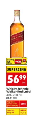 Whisky Johnnie Walker Red Label 40%, 700 ml promocja w Biedronka