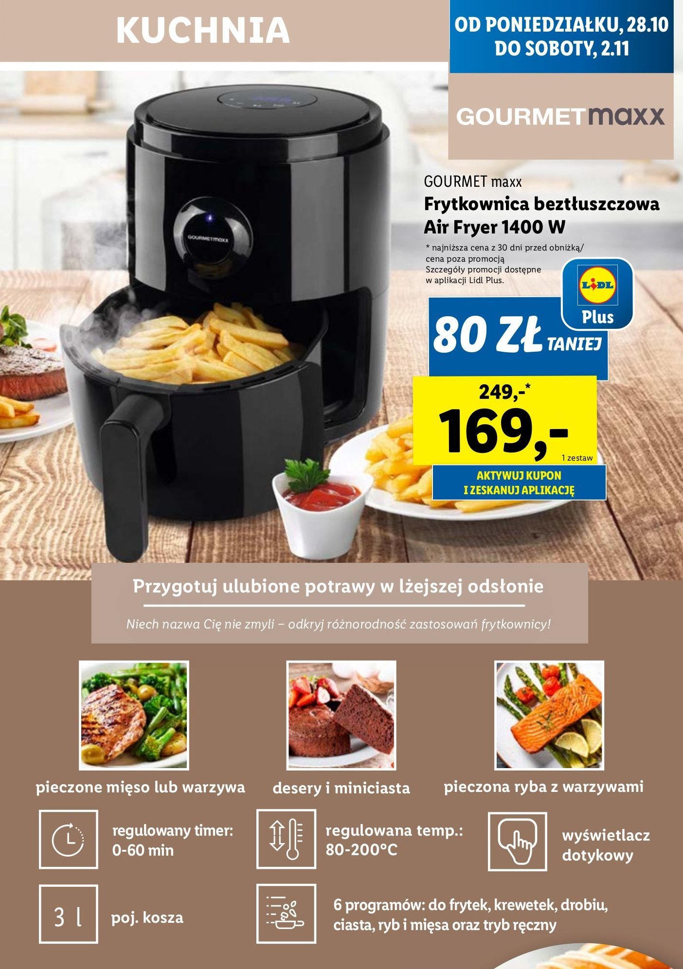 Frytkownica 1400w Gourmetmaxx promocja w Lidl