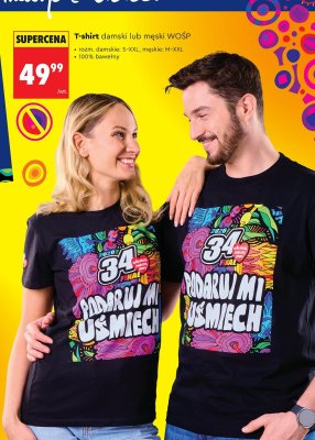 T-shirt damski lub męski WOŚP promocja w Biedronka