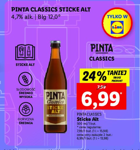 Piwo Pinta classics sticke alt promocja
