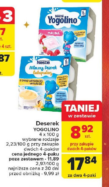 Deserek malinowy Nestle yogolino (jogolino) promocja w Carrefour Market