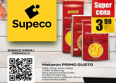 Makaron PRIMO GUSTO różne rodzaje 250g promocja w Supeco