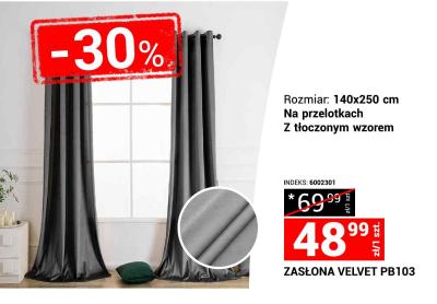 Zasłona Velvet PB103 140x250 cm na przelotках z tłoczonym wzorem promocja w Merkury Market