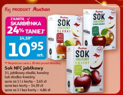 Sok NFC jabłkowy promocja w Auchan