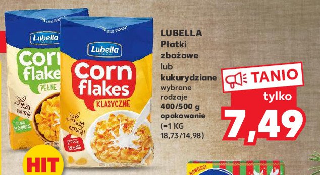 Płatki kukurydziane pełne ziarno Lubella corn flakes promocja