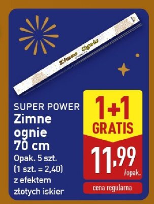 Zimne ognie 70 cm z efektem złotych iskier promocja w Aldi