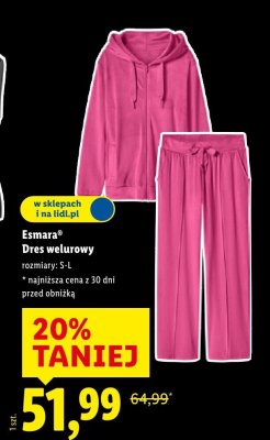 Dres Esmara Dres welurowy promocja w Lidl