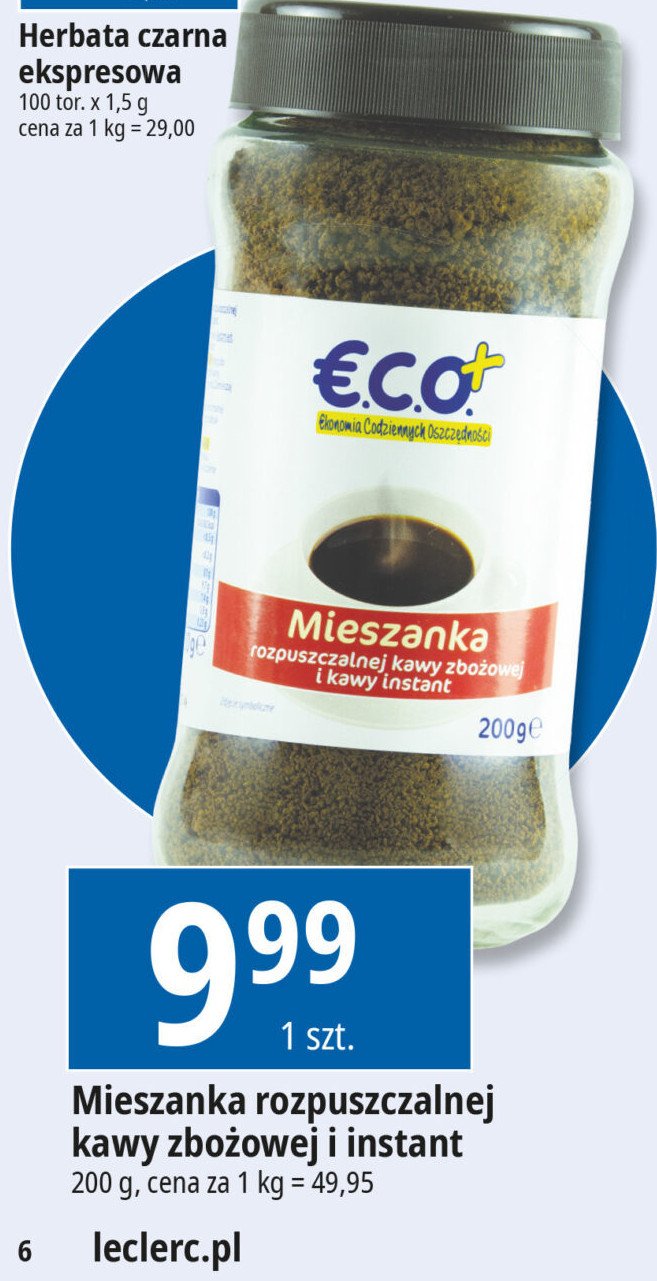 Rozpuszczalna mieszanka kaw Eco+ promocja w Leclerc