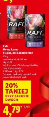 Mokra karma dla psa Rafi z wołowiną lub z królikiem bez dodatku zbóż promocja w Lidl