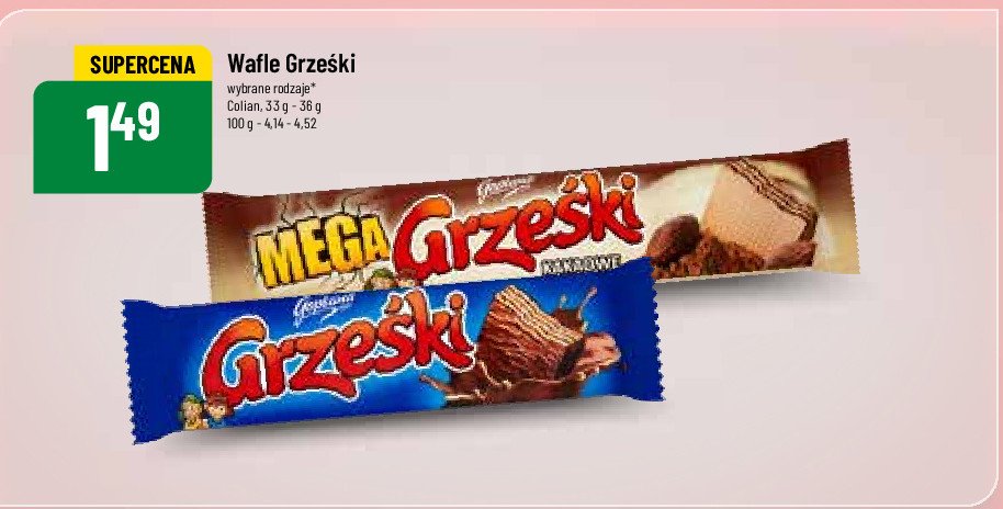 Wafelek kakaowy w czekoladzie deserowej Grześki promocja