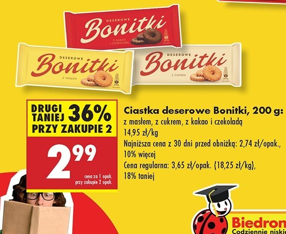 Ciastka deserowe z cukrem Bonitki promocja w Biedronka